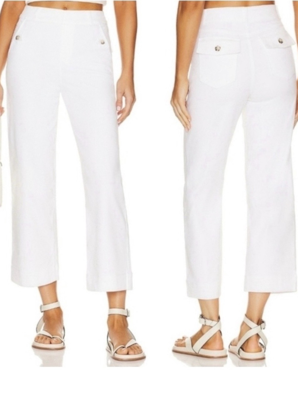 SPANX Stretch Twill Cropped Wide Leg Pant in Classic White Size SP